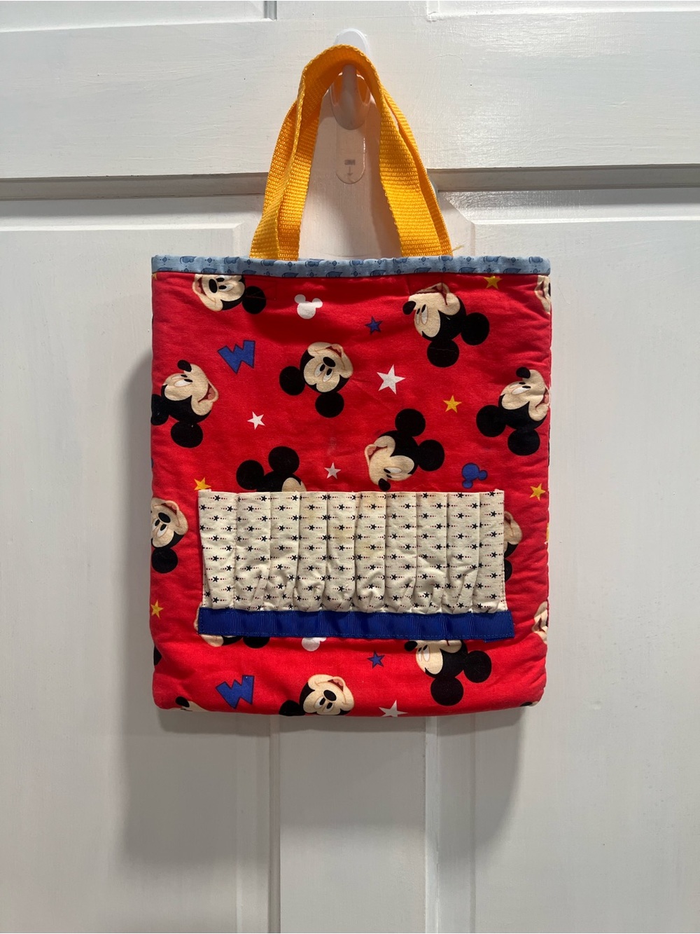 Handmade Mickey Mouse Coloring Book Tote W/ Crayon Holder Front Pockets PreLoved